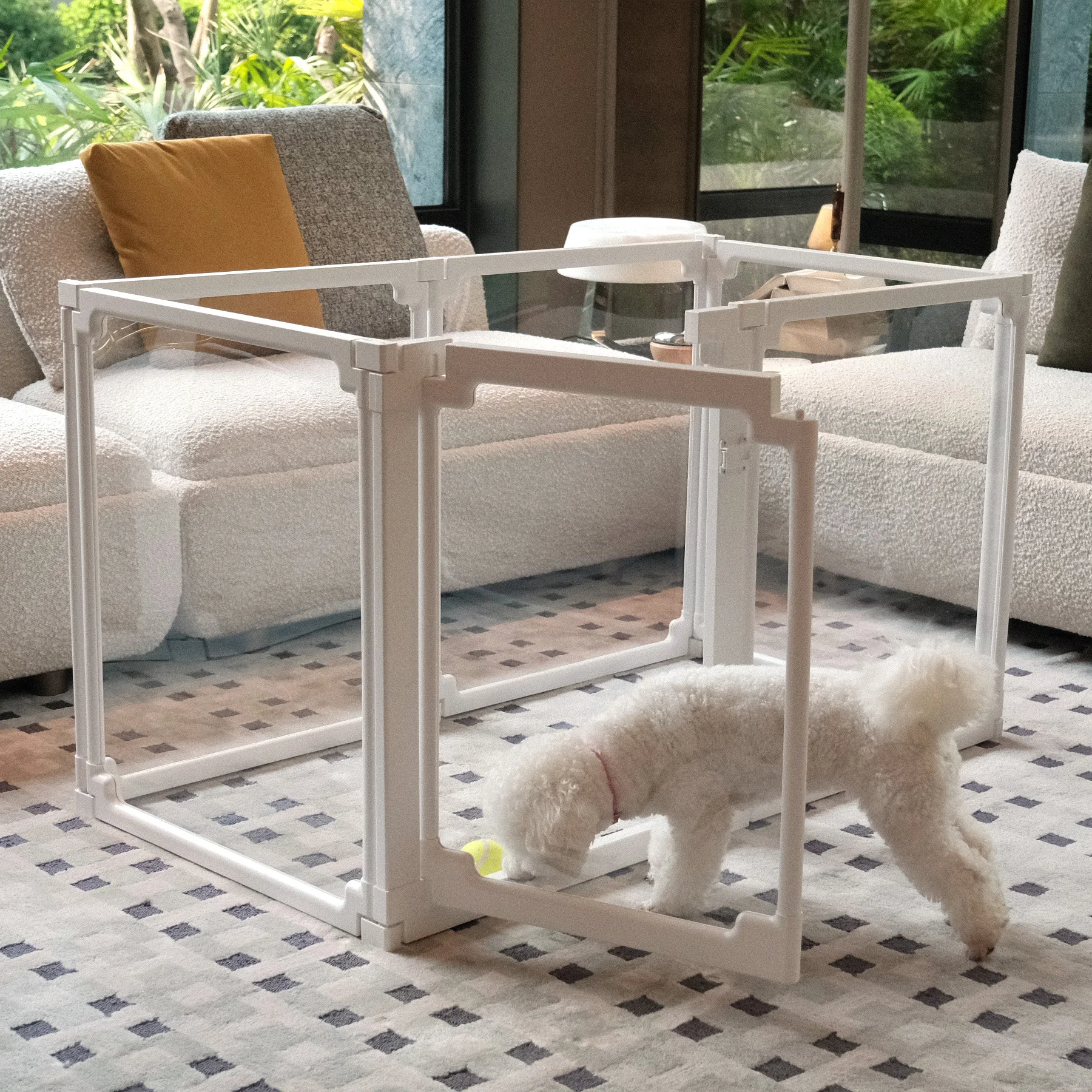 Clear Plastic Dog Playpen Modern Indoor Foldable Modular Assembly Fence for Puppy Cat Bunny Safe Enclosure Pen