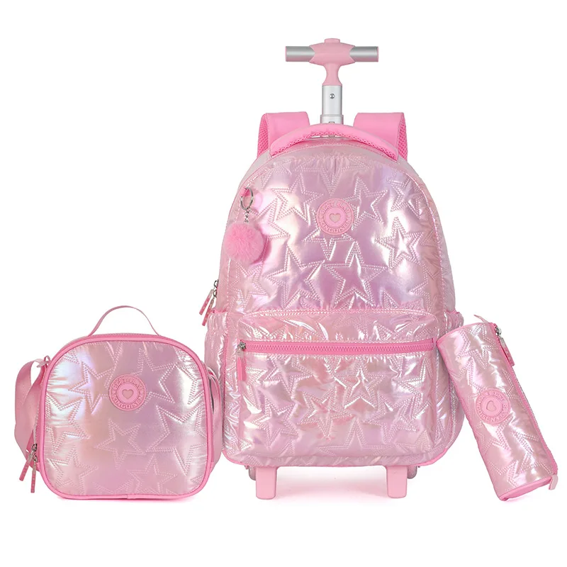 3pcs/Set Children Rolling Luggage Backpack For Teenagers Girls Travel Trolley School Bags With Wheels Students Wheeled Backpack