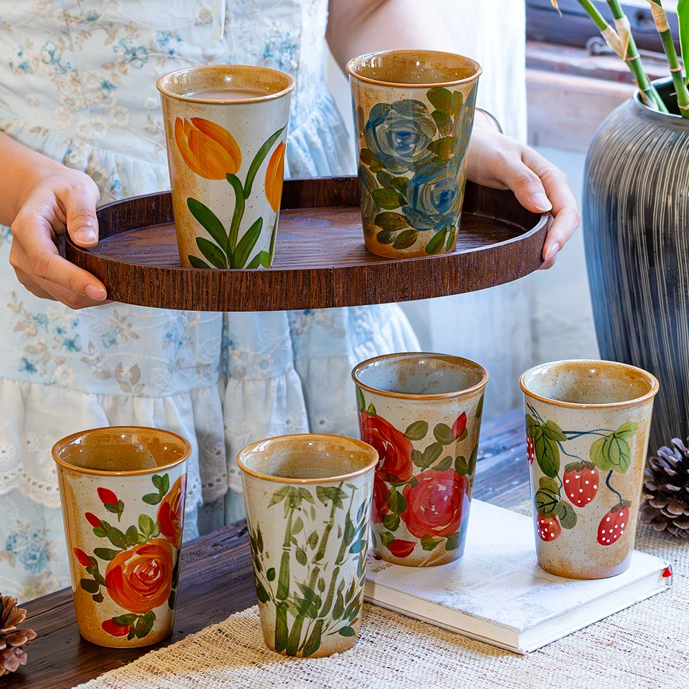 

Retro Glazed Ceramic Tea Cups, Wine Cups,Water Cups,Ceramic Water Cup Without Hand, Suitable for Restaurants, Homes, and Offices