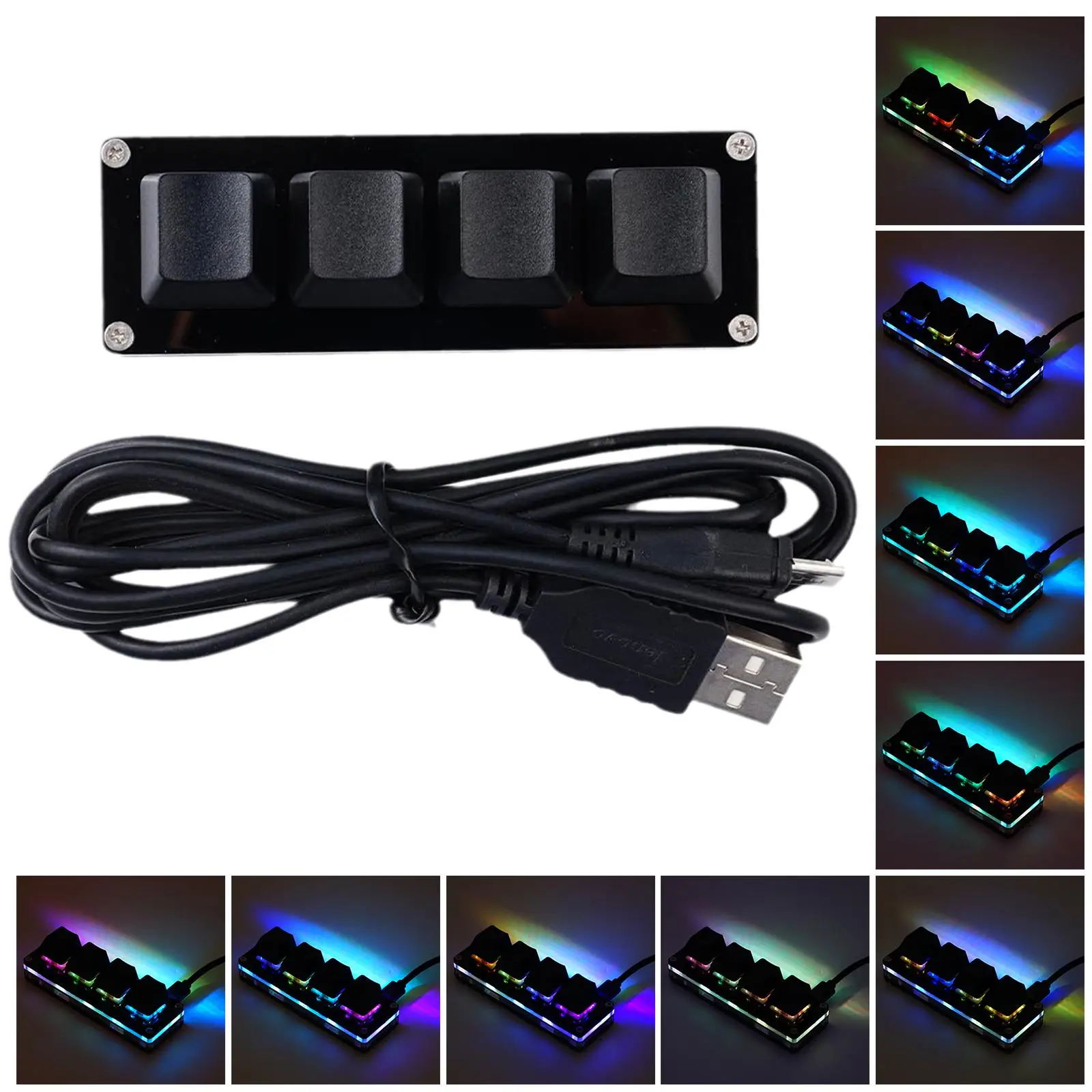 4Keys Custom Mini Keyboard Luminous For Gaming Black Keypad DIY Programming Shortcuts USB Mechanical Hot-swappable Keypad X8Z6