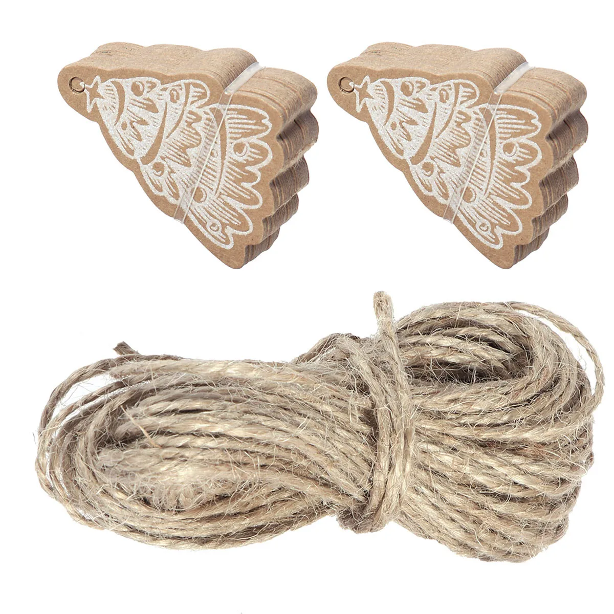 

50Pcs Christmas Series Hang Tags Kraft Paper Labels with String for Gift Bag Wedding Favor Baking Food Packaging Craft