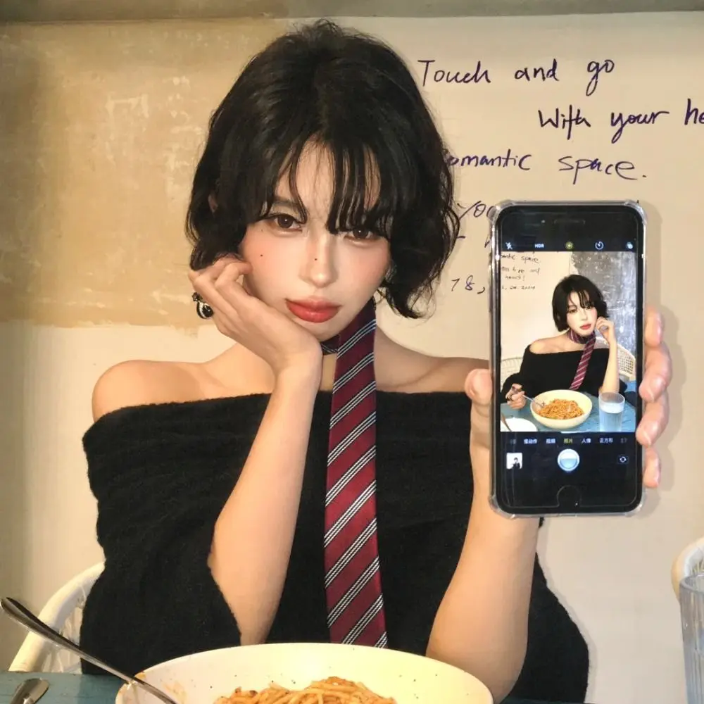 Fashion Korean Striped Tie Stripe Printed Shirt Tie Decoration College Style Retro JK Uniform Necktie Women