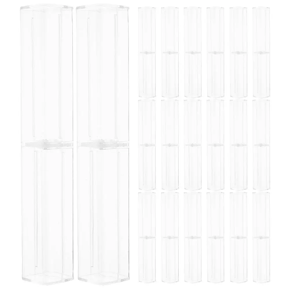 20Pcs Clear Plastic Pen Box Square Design High Visibility Organizer for Writing Instruments Stationery Storage Display Case