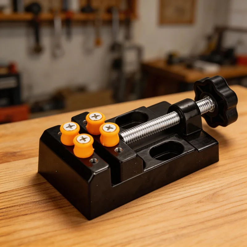 Black Aluminum Bench Vise with Precision Parallel Jaws - Ideal Clamping Tool for Woodworking and Metal Crafting