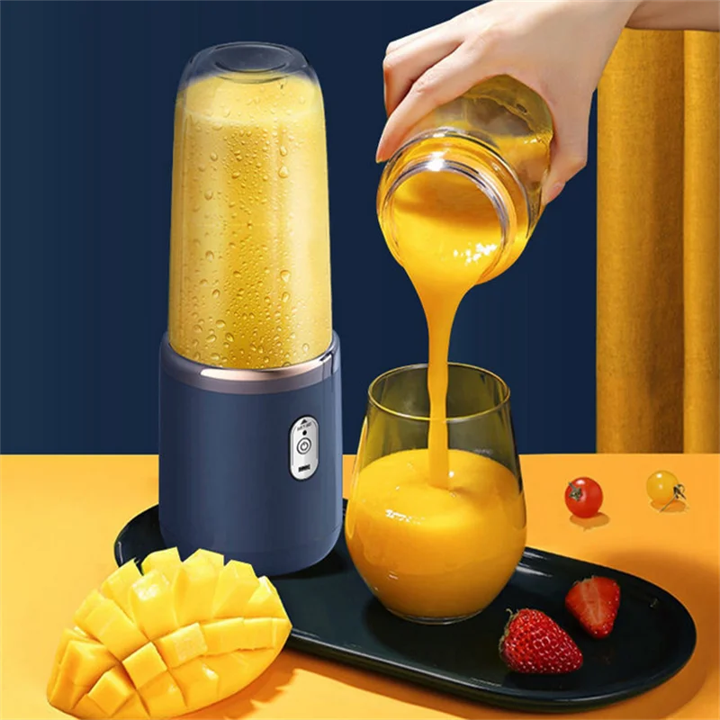 Presse-agrumes électrique Portable à 6 lames, 1 pièce, mélangeur de fruits ménagers, Double tasse, presse-agrumes électrique multifonction, Rechargeable par USB