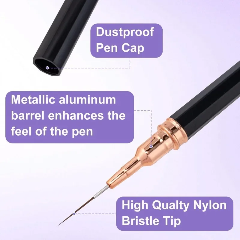 7/10/12/15/20m Pink French Nail Art Liner Painting Brush 5Pcs/set Ultra-thin Elongated Lines Nail Drawing Pen Brush DIY Manicure
