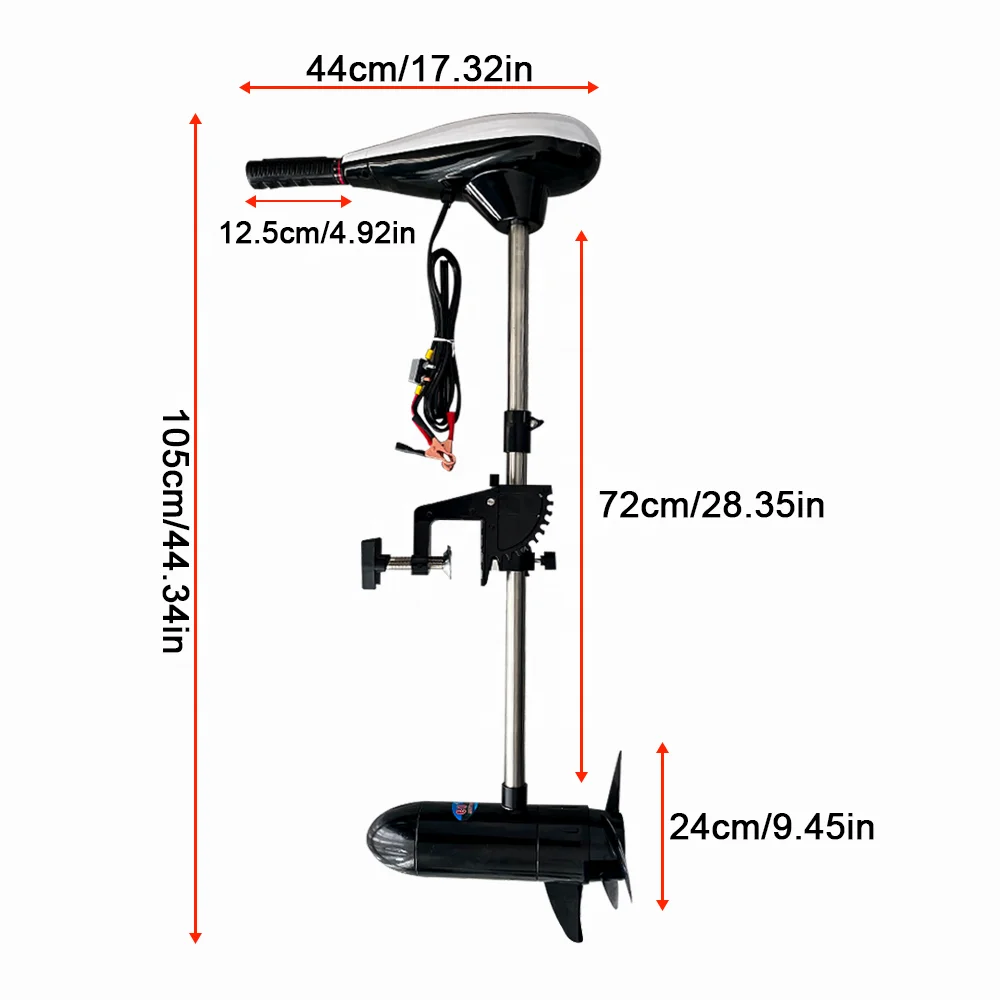 60lbs Electric Trolling Motor DC 12V 50A Saltwater Transom Mounted Outboard Brushed Engine For Inflatable Kayaks
