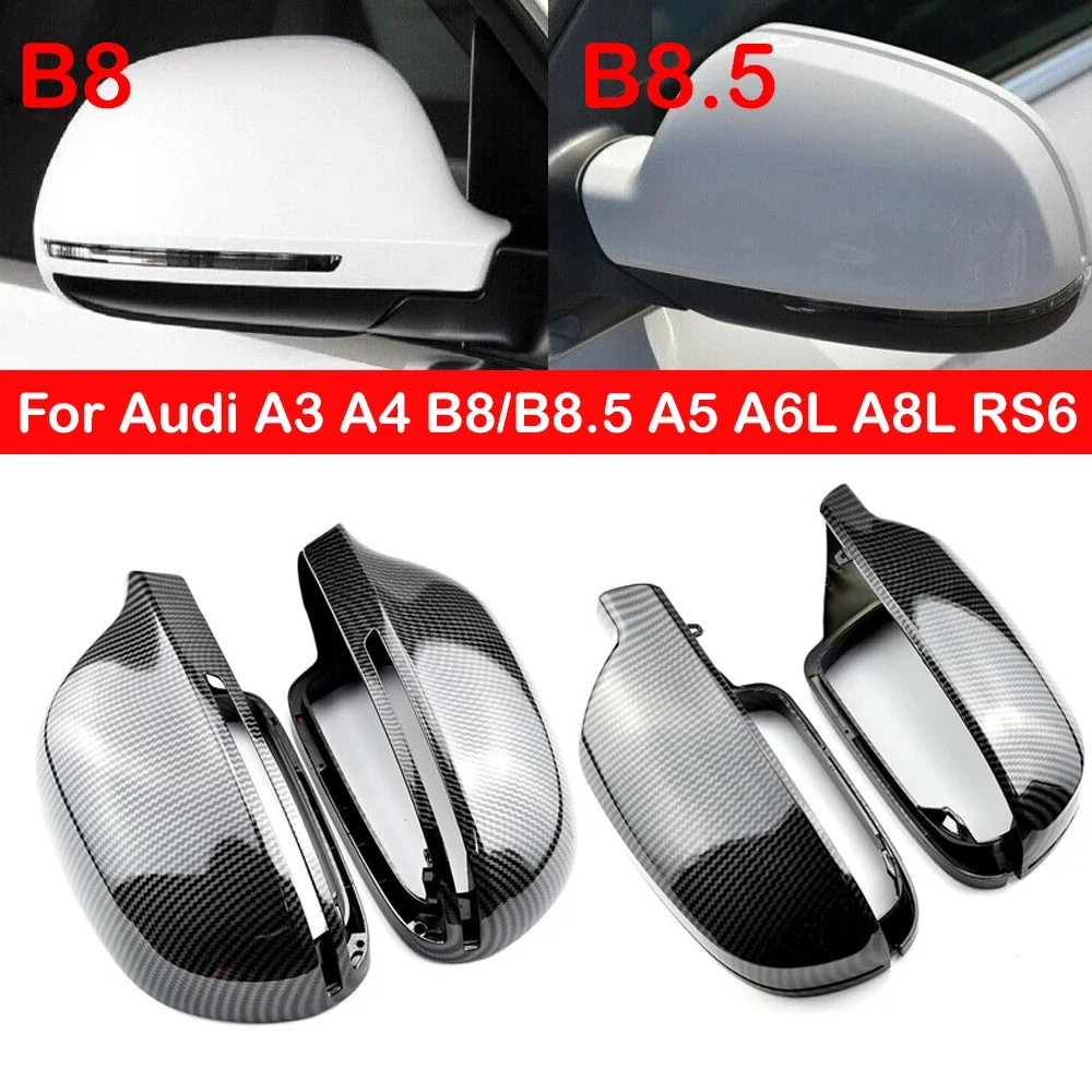 

For Audi A3 A4 B8/B8.5 A5 A6L A8L RS6 S8 Q3 Car Replacement Rearview Side Mirror Cover Wing Cap Exterior Door Case Trim Carbon