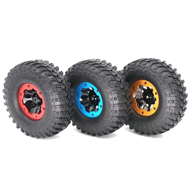 ABUM-4 PCS SCX10 AX10 Inflatable Tire Wheel For 1/10 RC Crawler Truck Wraith SCX10 ,Black