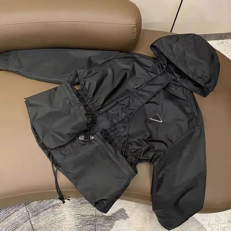 

Bla Hooded Jaet Women's Spring Autumn New Sle Korean Version Dstring Thin Outerwear Faionable Commute Windbreaker