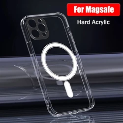 HD Crystal Clear Glossy Hard Acrylic For Magsafe Magnetic Case For iPhone 16 15 13 12 11 14 Pro Max MINI Wireless Charging Cover
