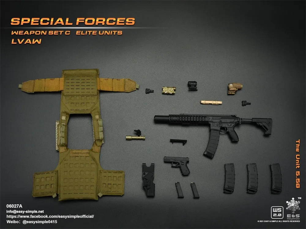 EASY & SIMPLE ES 1/6 SCAR 20S Series Weapon, Elevator Toys, P226 Holster, PVC Material for Action Figure, 06027