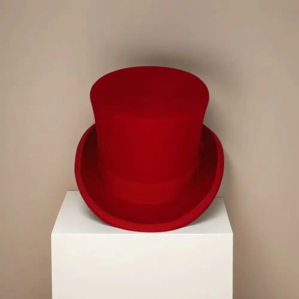 Gentleman-Stil Wollmaterial Zylinderhut Satin-Futter Klassisches Design Magierhut Gentleman-Hut Bühnenauftritt – Detail 8