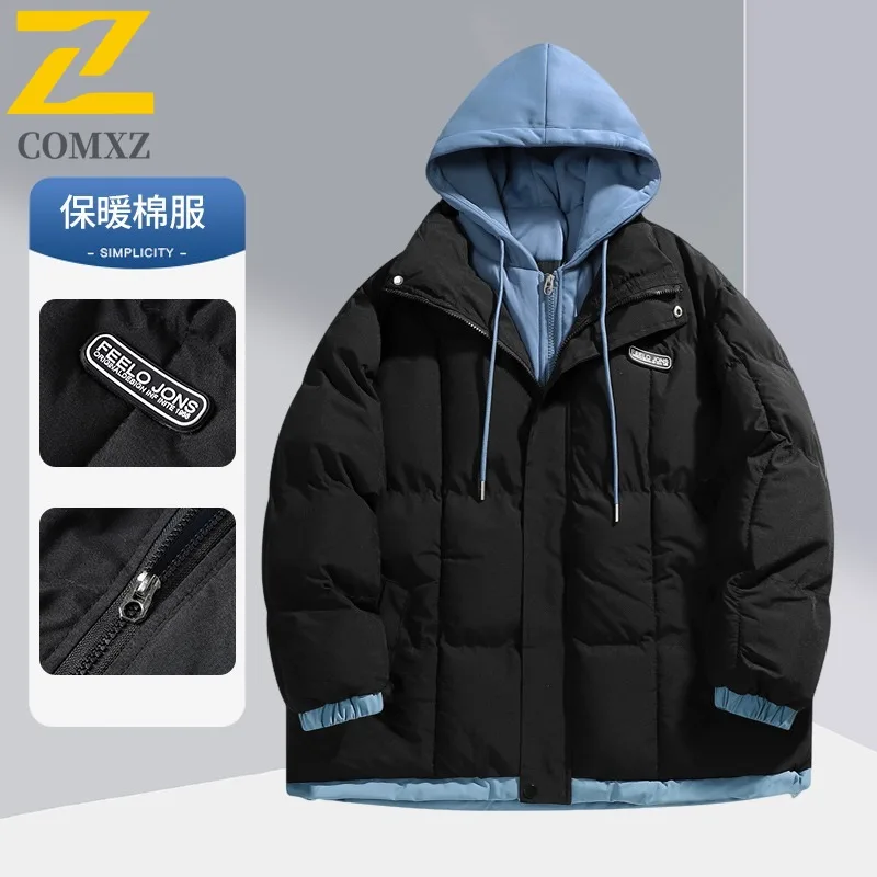 

COMXZ Men's Cotton Padded Jacket Color Blocking Snow Trip Windproof Travel Bread Jacket Daily Leisure Warm Design Padding Coat