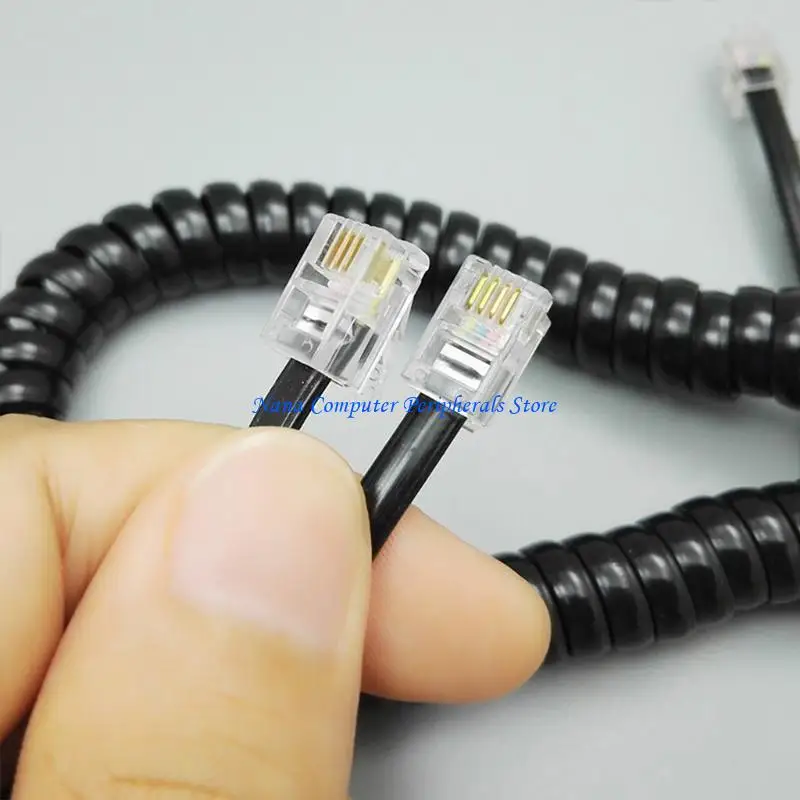 F68C RJ9 Coiled Telephone Wire 6FT Curved Telephone Landline Phone Handset Handle Line Cable 4P4C 6Ft/1.85m