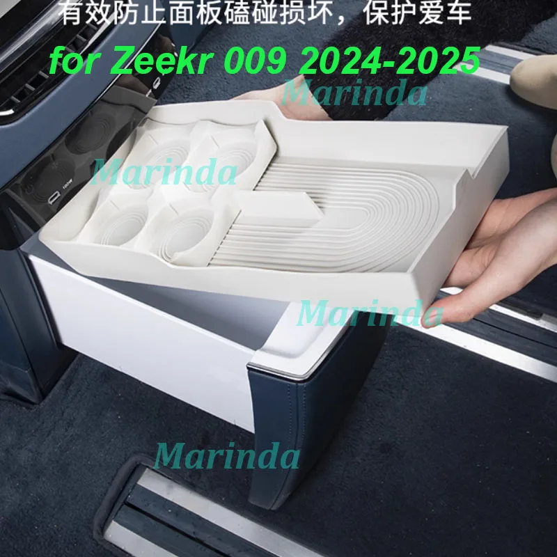 

Car Refrigerator Silicone Storage Box for Zeekr 009 2024-2025 Drinks Holder Fixed Grid Non-slip Storage Box Interior Accessories