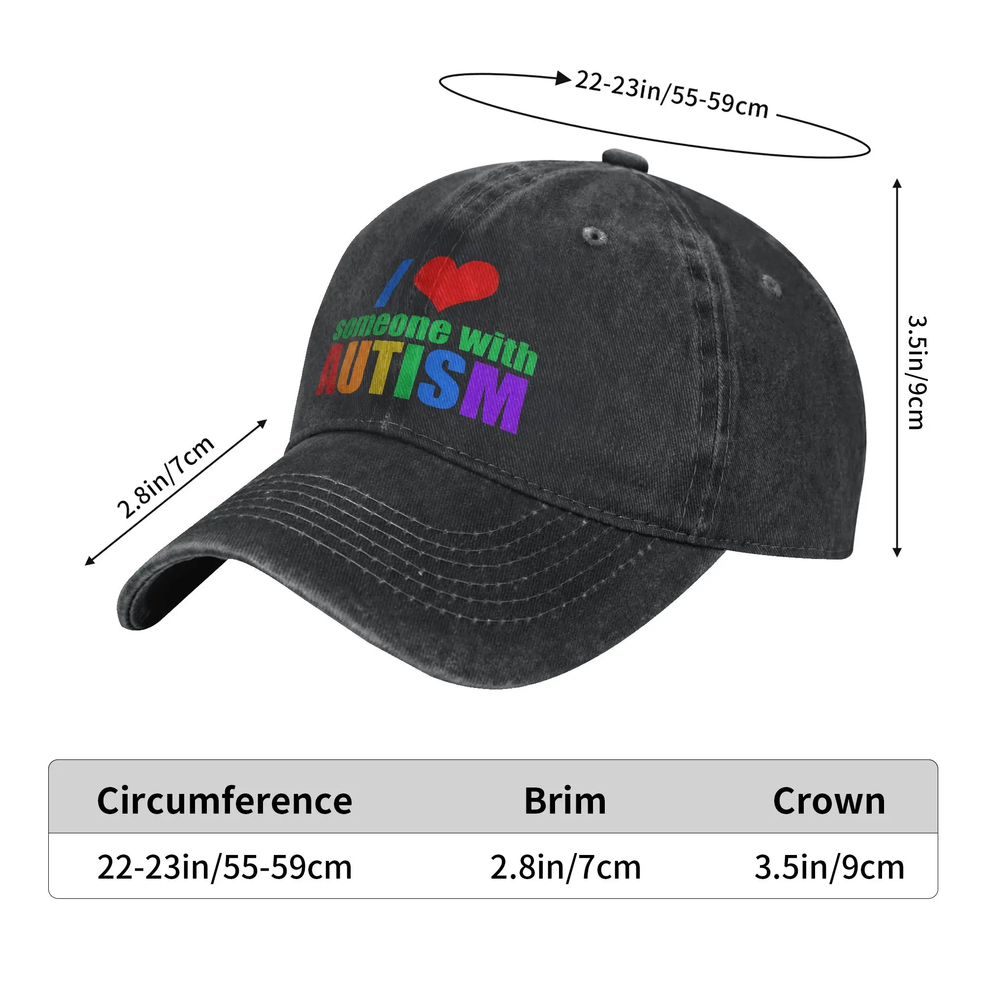 Unisex Autism Awareness Respect Love Support  Print Hat Vintage Distressed Denim Washed  Baseball Cap Adjustable