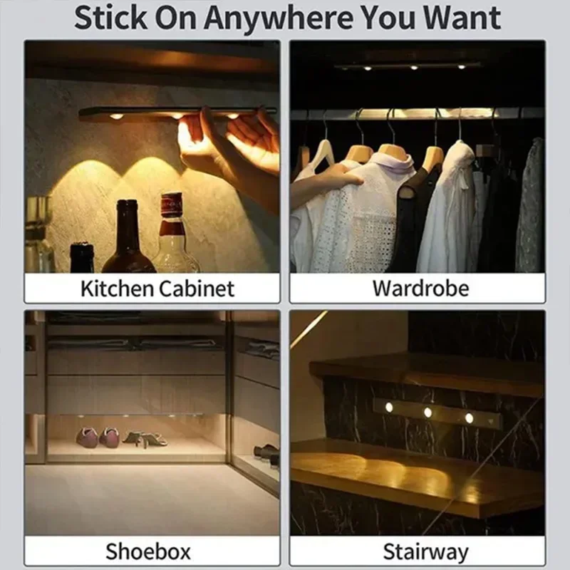 أضواء تحت الخزانة، مستشعر حركة قابل لإعادة الشحن، ضوء داخلي، لاسلكي و3 ألوان قابل للتعتيم مع تأثير عين القطة #5
