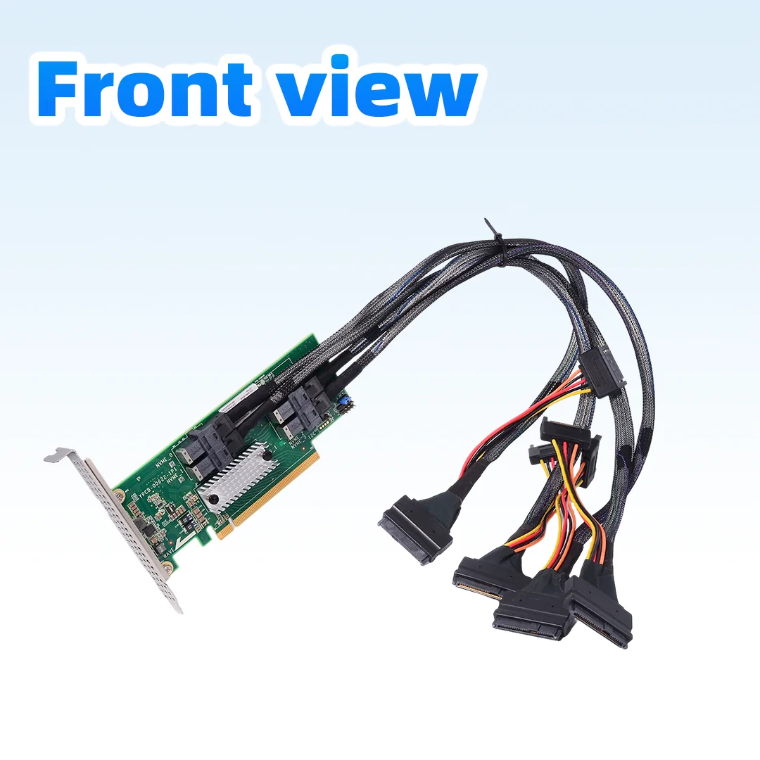 PCIe 3.0 U·2 Adapter Card + Riser Cable 1-to-2 1-to-4 X4 X8 Baseplate for Gaming Graphics Card External Expansion Extension Card
