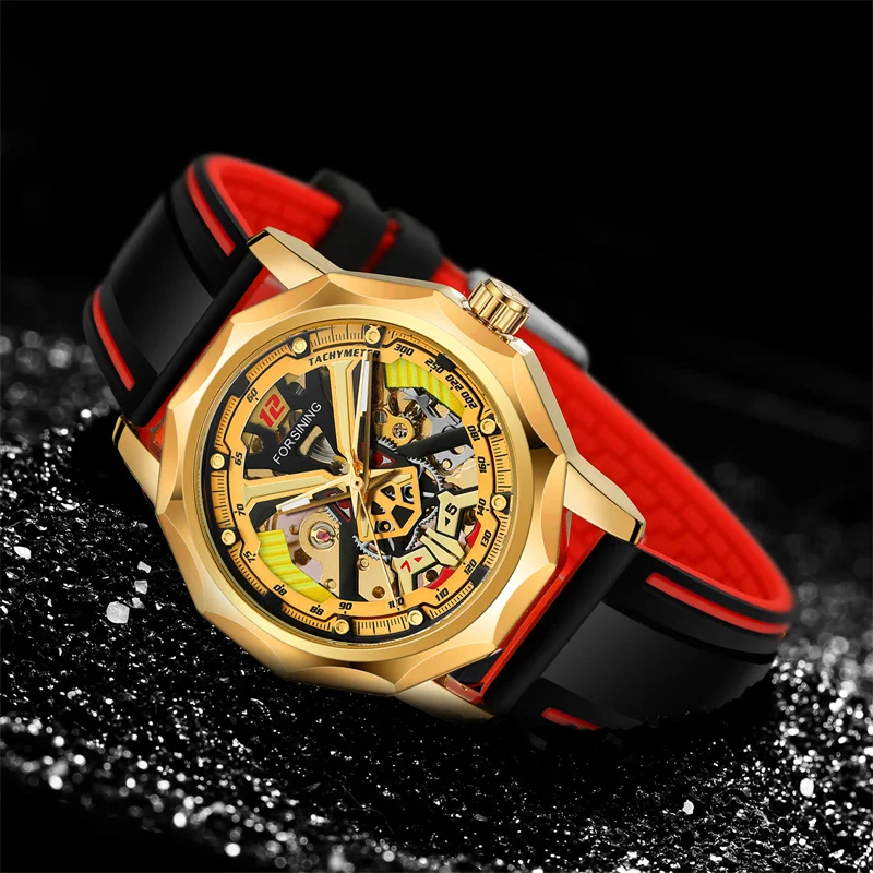 Imagem -02 - Forsining-relógio de Pulso Mecânico Automático Masculino Pulseira de Couro Business Relógio Impermeável 30m Relógio Esqueleto Tourbillon Novo Lançamento