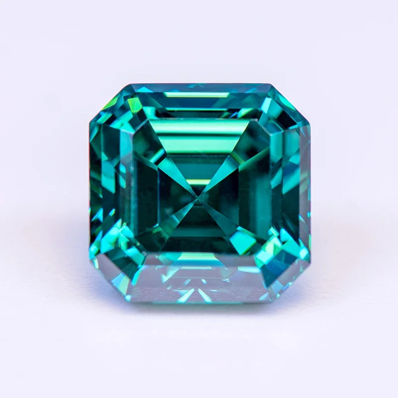 

Moissanite Stone Asscher Cut Primary Color Emerald Green Lab Grown Diamond for DIY Charms Jewel Making With GRA Certificate