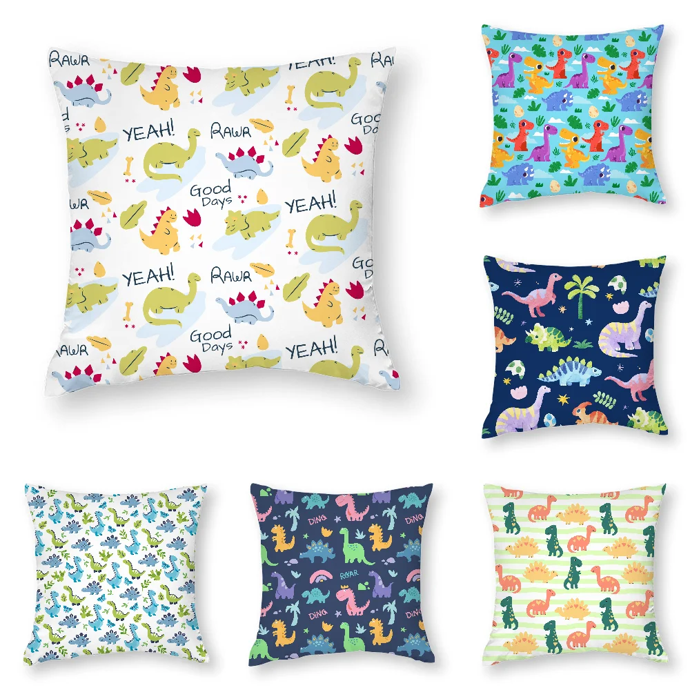 

Cute Dinosaur Pattern Pillow Case 3D Print Polyester Fiber 40*40 cm Home Sofa Throw Pillow Cover Decoration Festival Gift