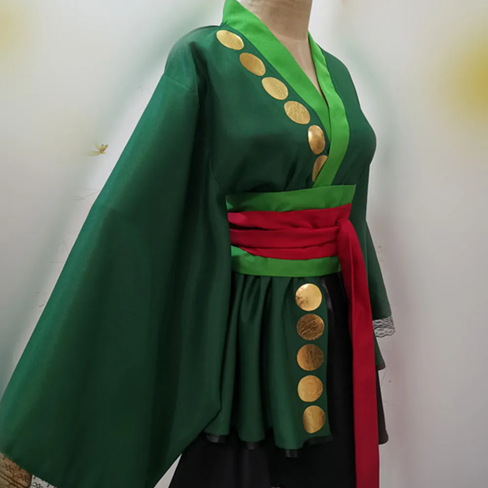 Darmowy zwrot Roronoa Zoro przebranie na karnawał sukienka Lolita pasek stroje kimono halloweenowy karnawałowy kostium fabularny