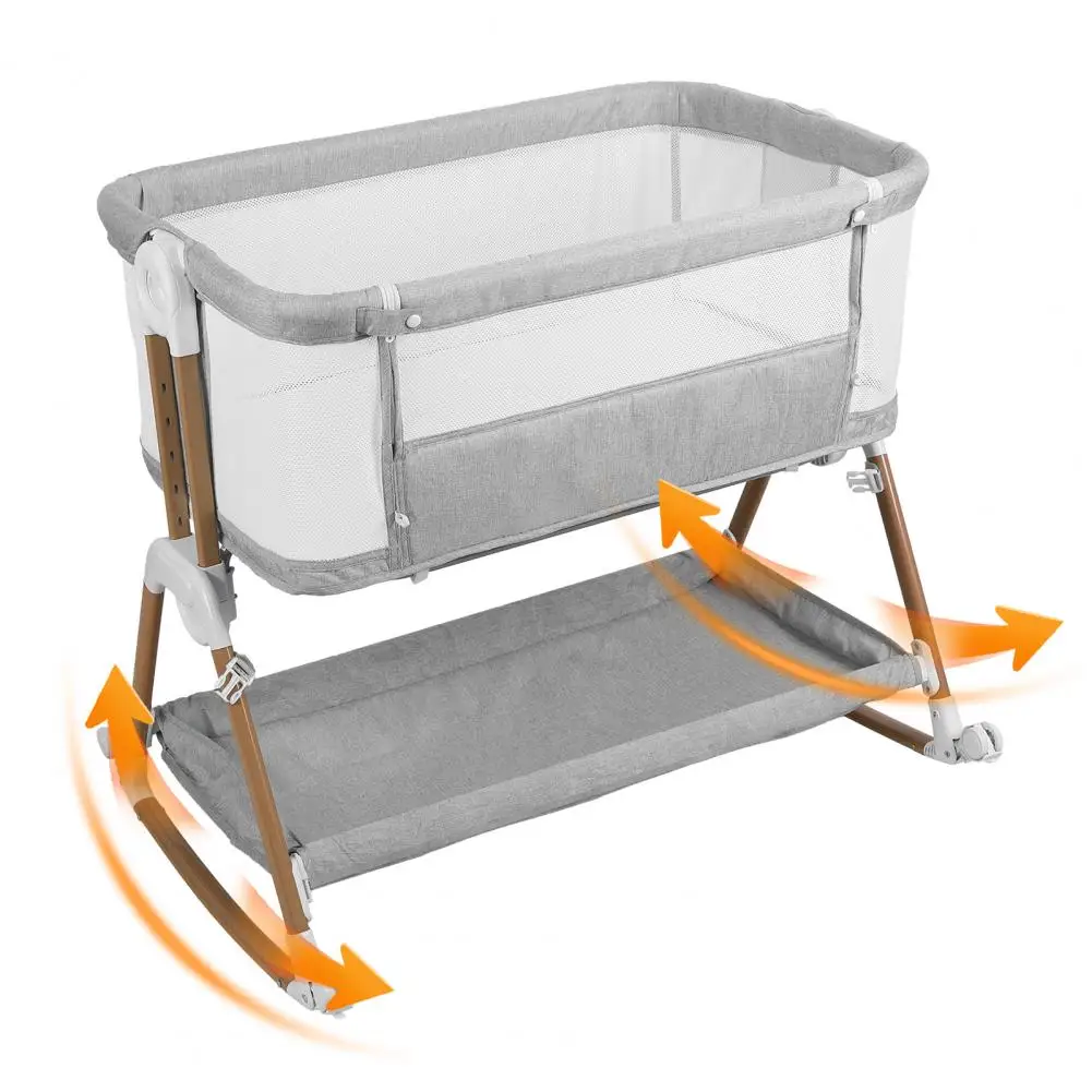 

3 In 1 Baby Bassinet Rocking Bed With Wheels Easy Folding Portable Bedside Crib Newborn Infant Bed
