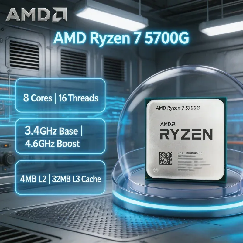 Desktop Processor AMD Ryzen 7 5700G R7 5700G 8 Core 16 Thread 4.6GHz 16MB L3 Cache Socket AM4 100 Percent New Without Package