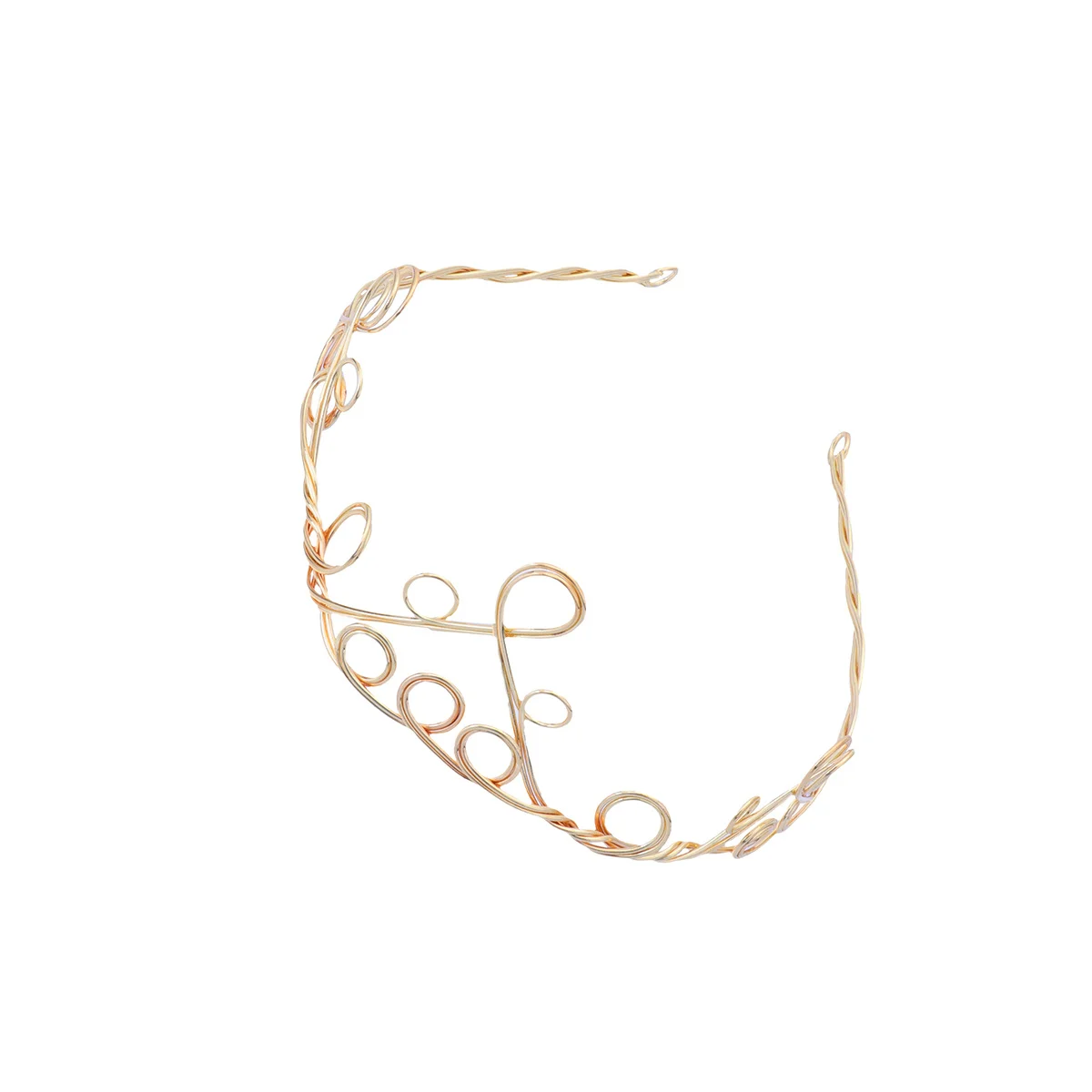 أنيقة الذهبي تاج الزفاف الزفاف إكسسوارات الشعر بسيطة تاج الدائرة نمط الزفاف تاج المرأة خوذة #5