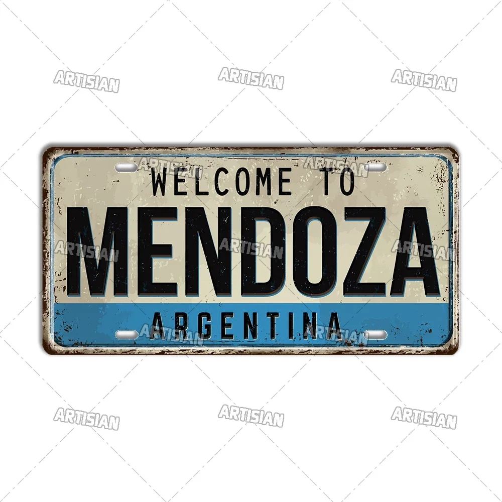 Artisian Argentina ecuador Chile Colombia License Plate Landmark Metal Sign City State Decorative Car Plate Wall Decor Garage