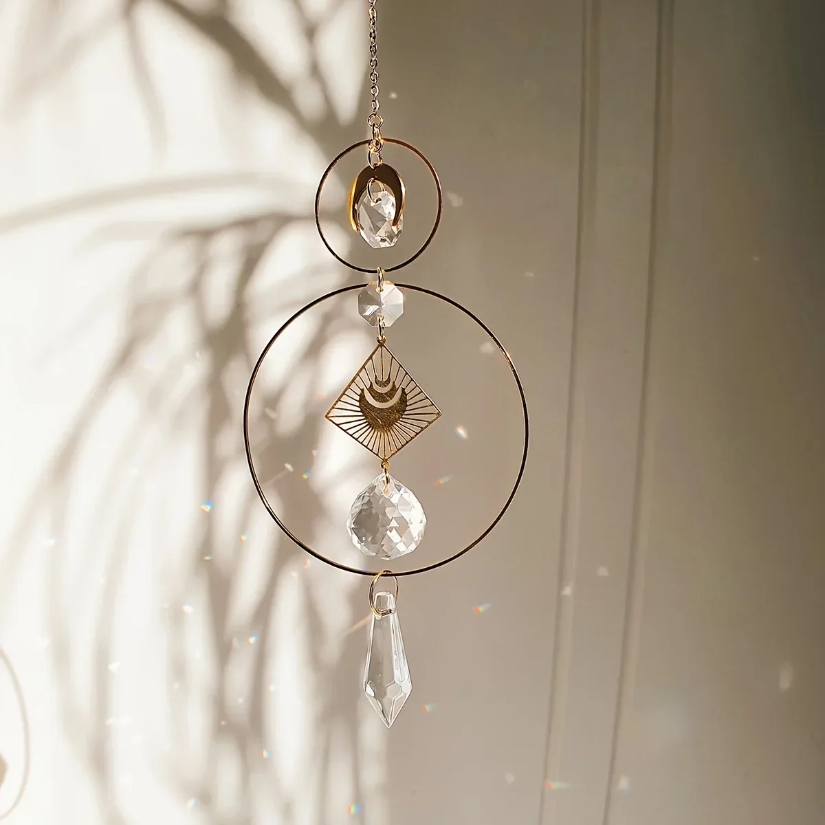 1PC Crystal Sun Catcher Geometric Pendant Suncatcher Window Balcony Garden Yard Outdoor Crystal Hanging Decoration