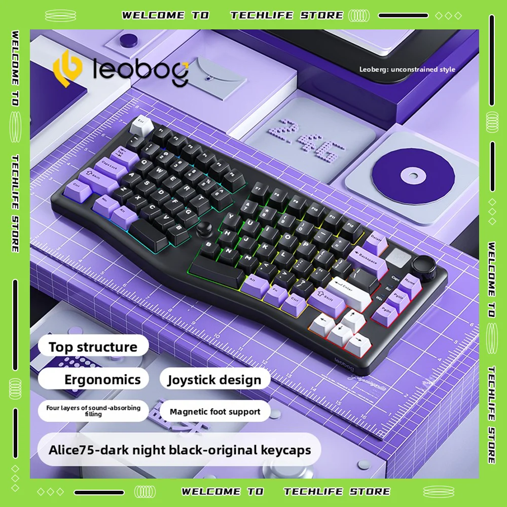 

LEOBOG Alice A75 Wireless Mechanical Keyboard Gasket Mount Hot Swappable Tri Mode 2 4G Bluetooth RGB Custom Gaming Keyboard