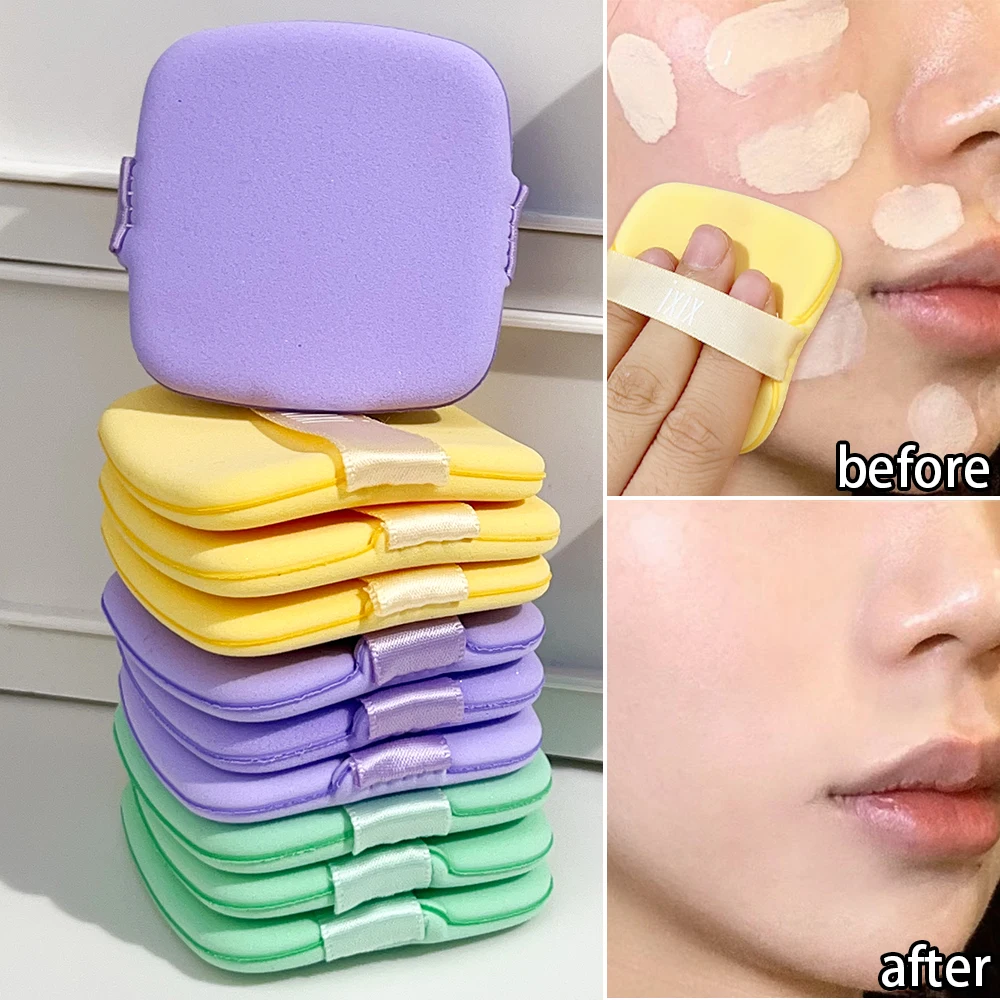 Biscuit Air Cushion Puffs com Caixa, Maquiagem Puff, Fundação Corretivo, Soft Cosmetic Tools, Roxo, Verde, Amarelo, Molhado, Seco Use, 6Pcs, Conjunto