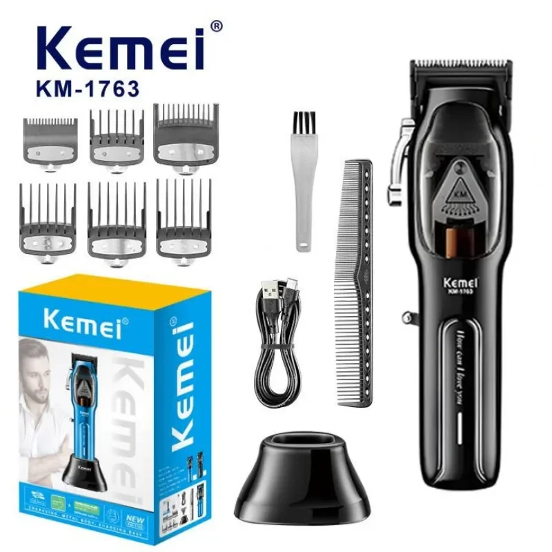 Kemei KM-1763 New USB Charging Base Fast Charging Adjustable Blade Electric Thruster High Speed Powder Metallurgy Blade