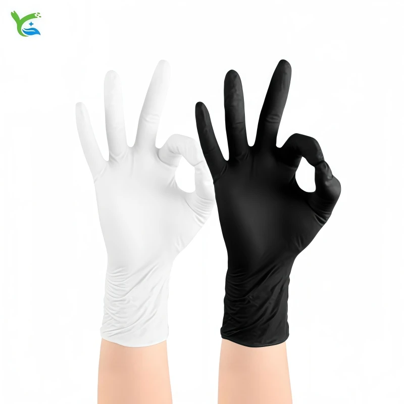 Disposable composite nitrile PVC gloves black thickened durable suitable for beauty catering household use protective gloves
