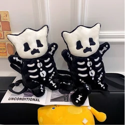 Cute Goth Doll Backpack Skull Cat Plush Backpack Gothic Style Bag Female Winter Furry Bag Skull Shape Bag Skeleton Birthday Gift