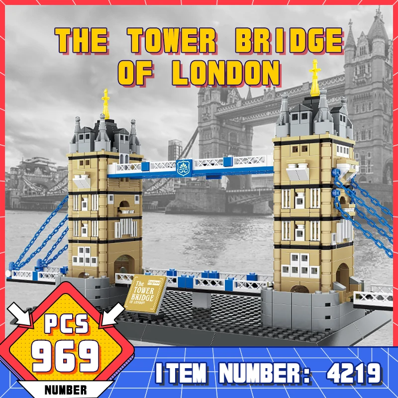 

WG4219 Серия строительных блоков World Landmark Architecture с башенным мостом-близнецом Детские развивающие игрушки для сборки зданий, подарки на День рождения для мальчиков и взрослых
