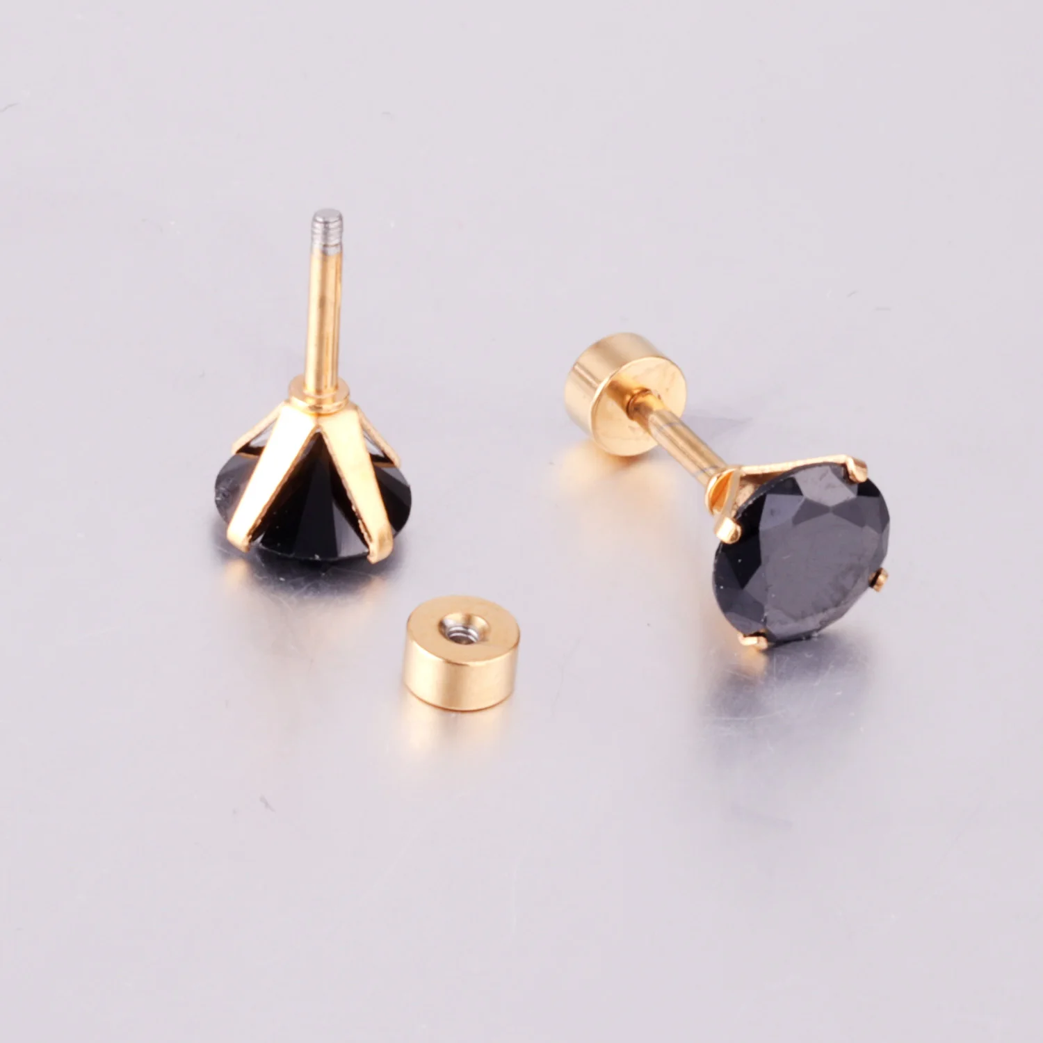 12Pair Cubic Zirconia Stud Earrings Round Crystal Stainless Steel No Fade Simple Screw Earrings Jewelry Gifts Wholesales Vintage