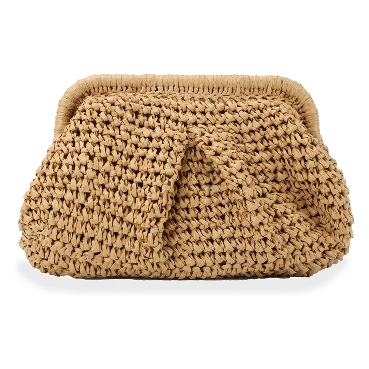 MALL Straw Purse for Women Cloud Dumpling Pouch Straw Crossbody Shoulder Handbag Summer Beach Woven Bag