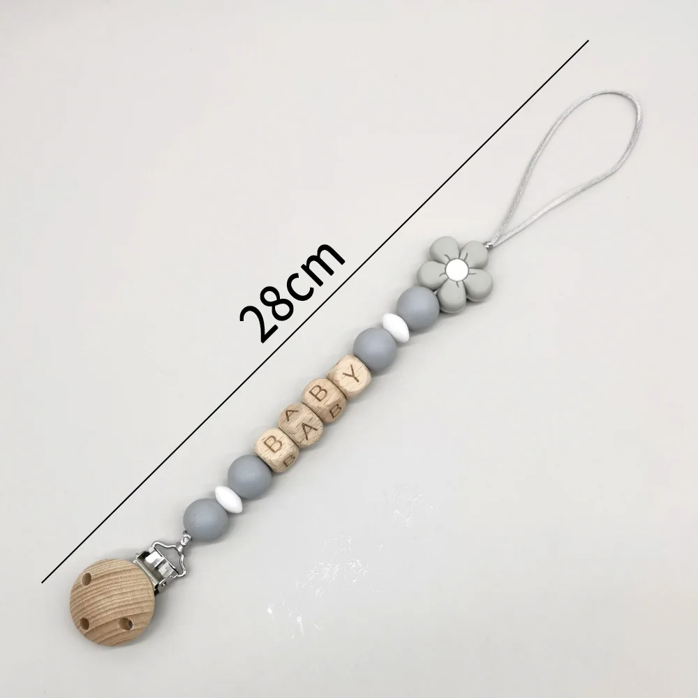 Baby Schnuller personalisieren Namens halter Blume Silikon Dummy Nippel Halter Clips Beißring für Babys Neugeborene Geschenk Zeug Kau spielzeug