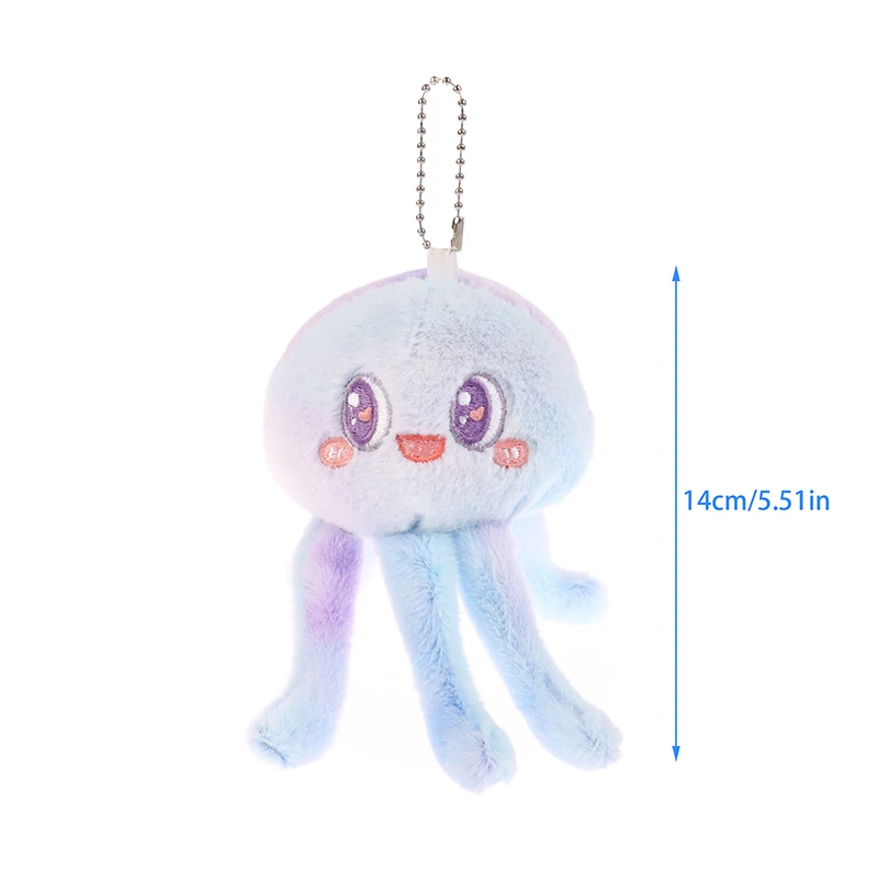 Cute Octopus Plush Toy Cartoon Tie-dye Jellyfish Pendant Soft Stuffed Doll Keychain Backpack Car Bag Key Ring Decor Kid Gift