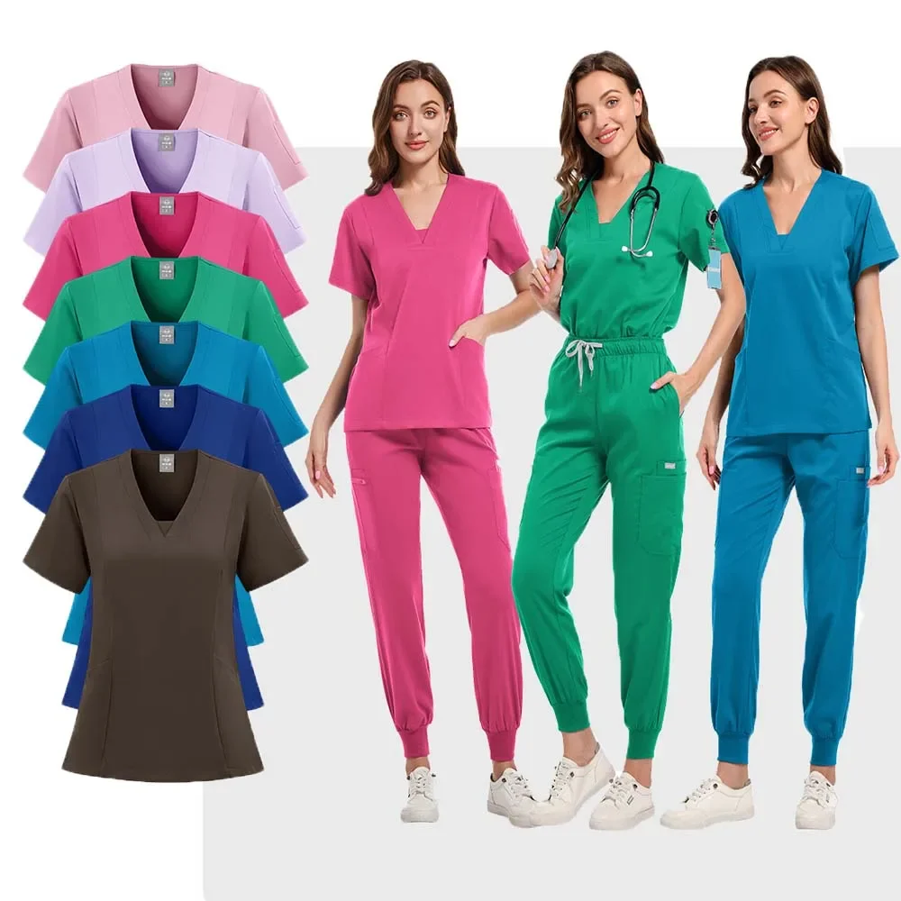 

Thicken Medical Scrubs Set Women Men Hospital Uniforms Doctors Nurse Accessories Dental Clinic Beauty Salon Workwear Clothes
