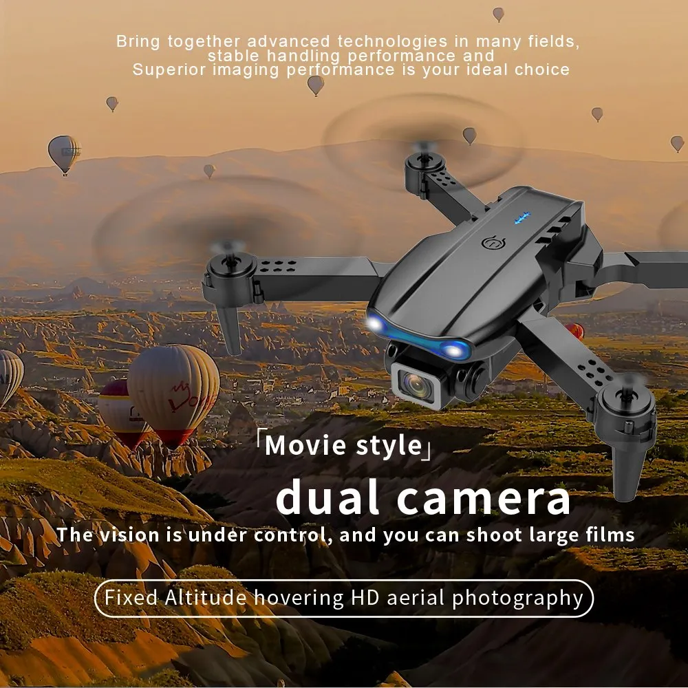 E99 Foldable RC Drone Dual Camera Altitude Hold Headless Mode Quadcopter, Ideal Festival Gift for Beginners High Quality Toy