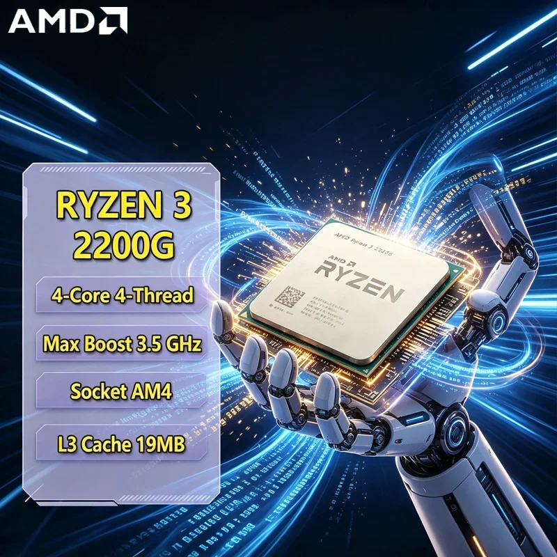 AMD Ryzen 3 2200G AMD R3 2200G CPU 4-Core 4-Thread 3.5GHz Unlocked Desktop Processor Socket AM4 Gaming CPU Without Package