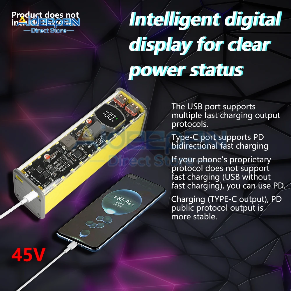 PD45W 8X 18650 USB Type-C بطارية شاحن سريع لتقوم بها بنفسك صندوق بنك الطاقة للهاتف شحن إلكتروني لا يشمل البطاريات