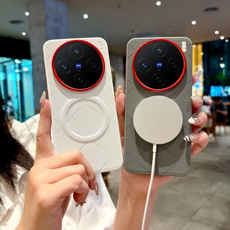 

Для Vivo X200 Ultra X200 Pro 200s X200 Pro Мини-чехол Роскошный магнитный жесткий чехол из искусственной кожи с текстурой и металлической кнопкой