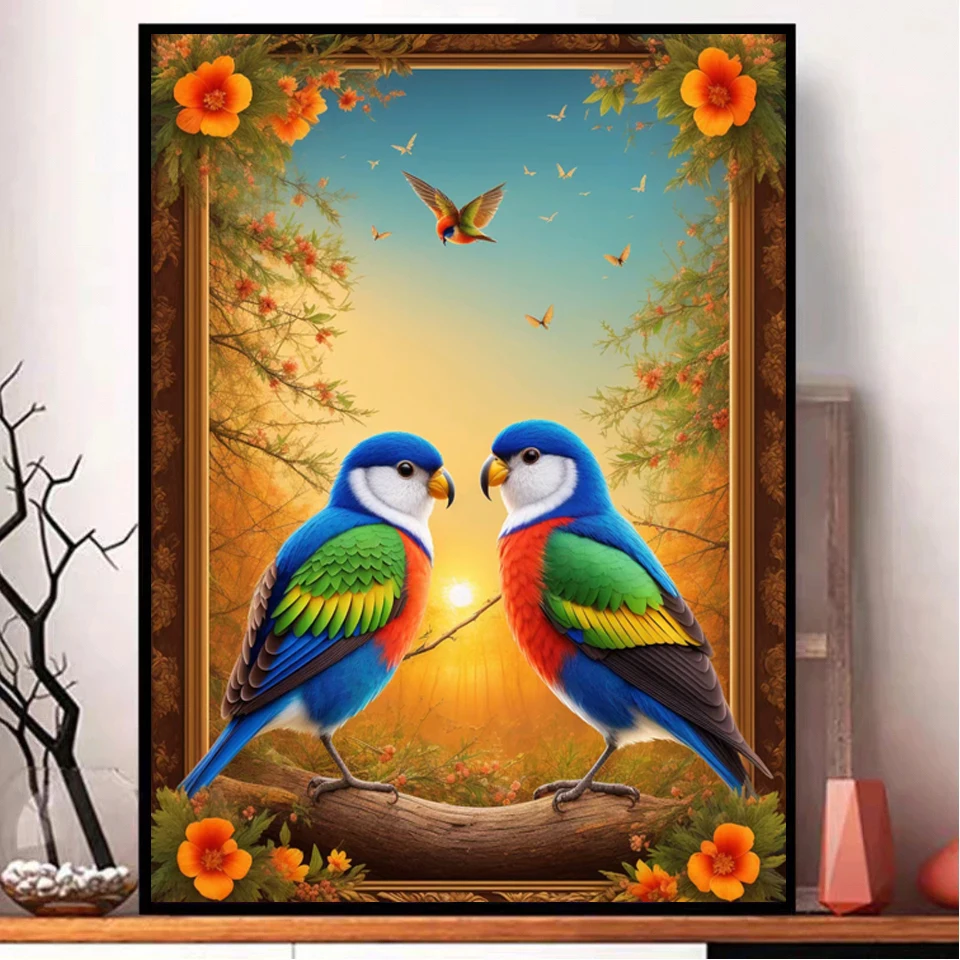 Diy Diamond Painting Kit Parrot Bird Sunset Scenery Art Full Diamond Mosaic Cross stitch Embroidery Picture Home Decoration