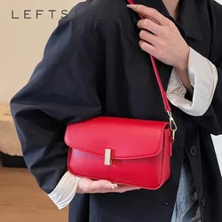 LEFTSIDE Small Pu Leather Crossbody Bags for Women 2023 Designer Female Flap Bag Female Simple Shoulder Bag Handbags and Purses