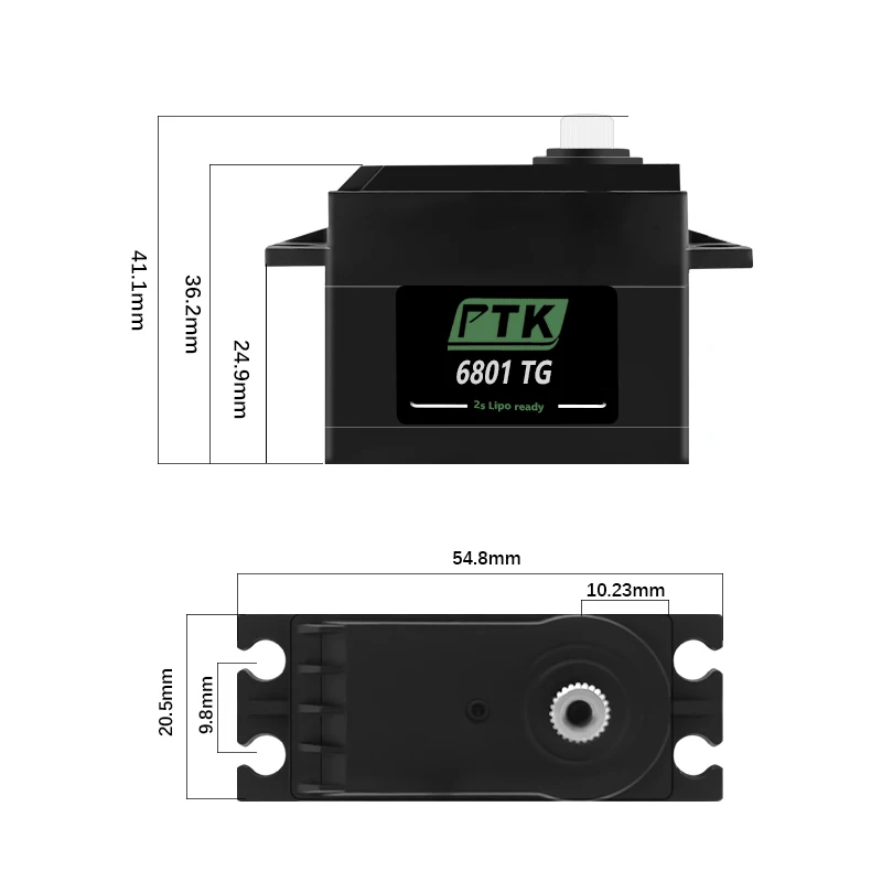 Digital Steering Gear Simulação Servo Modelo, Navio Modelo, Glider, Asa Fixa Robô Motor de Direção PTK 6801 NG, Atacado